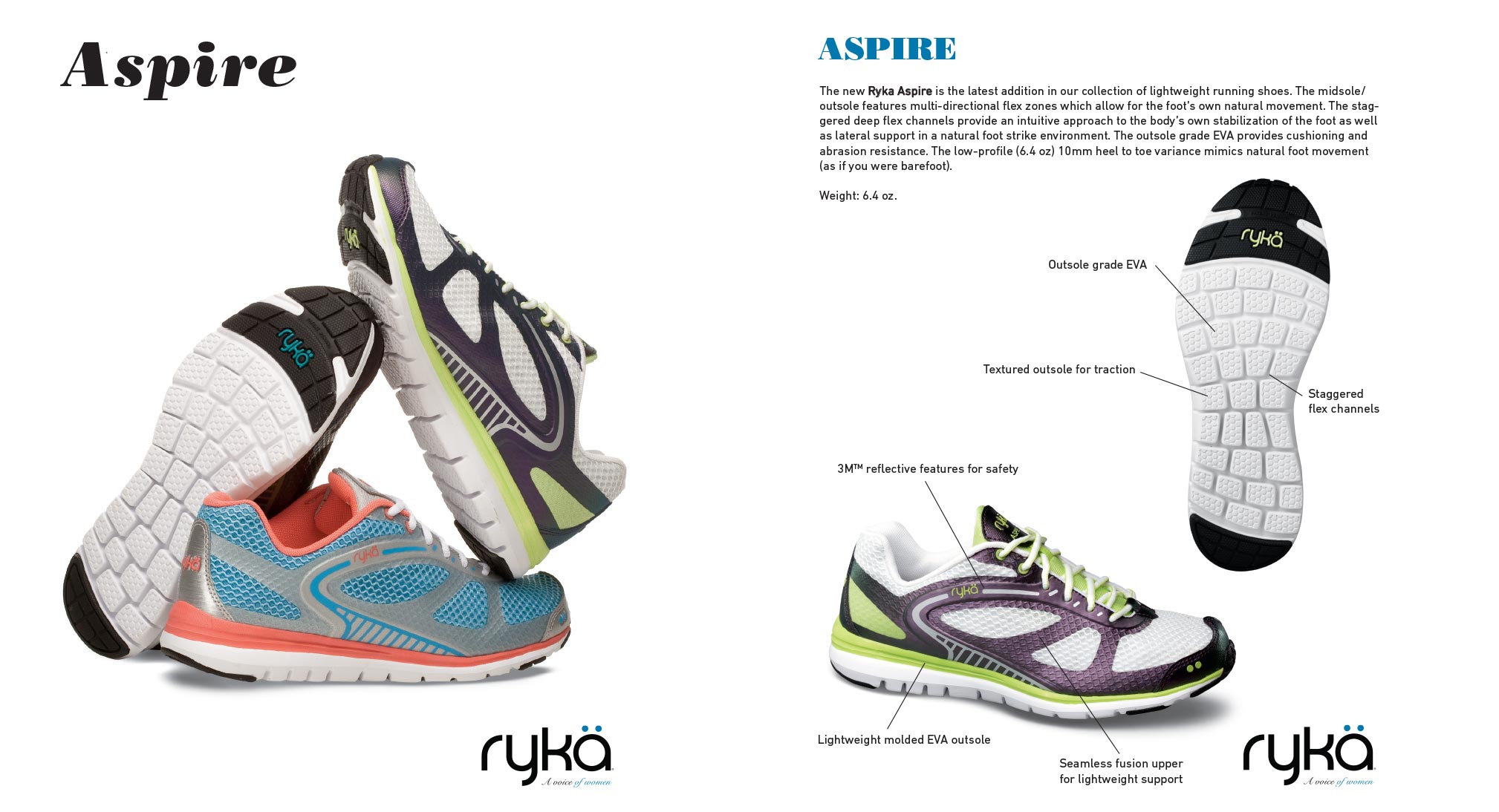 Ryka Aspire tech sheets